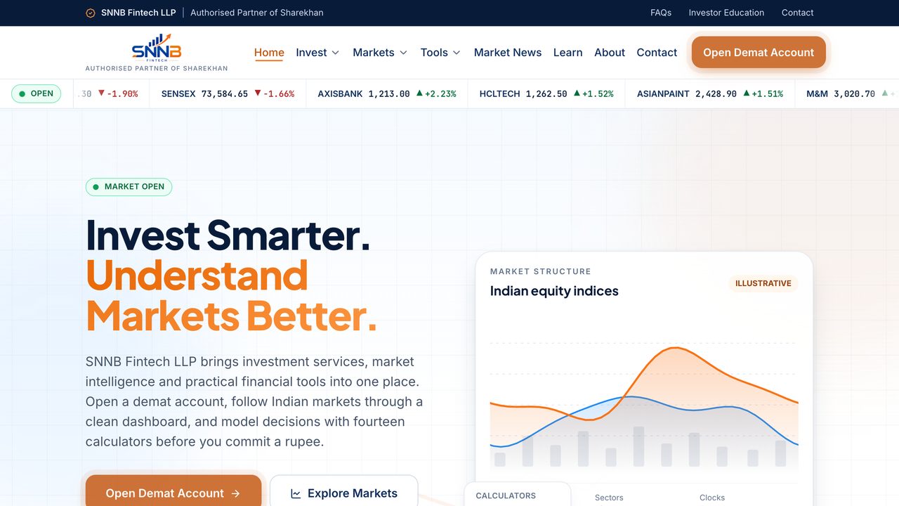 SNNB Fintech website homepage, designed and built by Leeway Design Studio