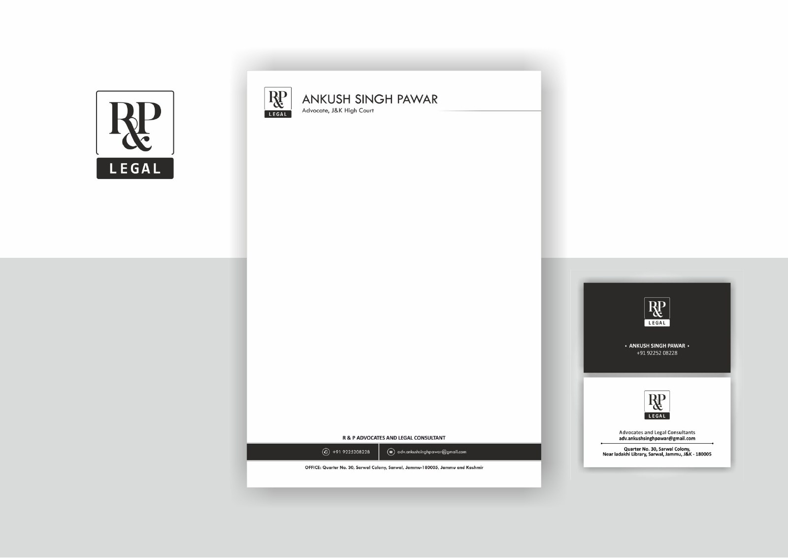R&P Legal logo design board by Leeway Design Studio