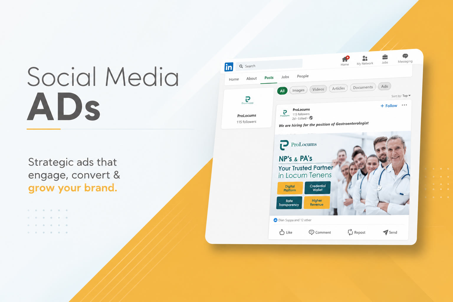Social media advertising campaign artwork across multiple formats and placements